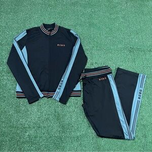 Bcbg Y2K black and blue track suit set